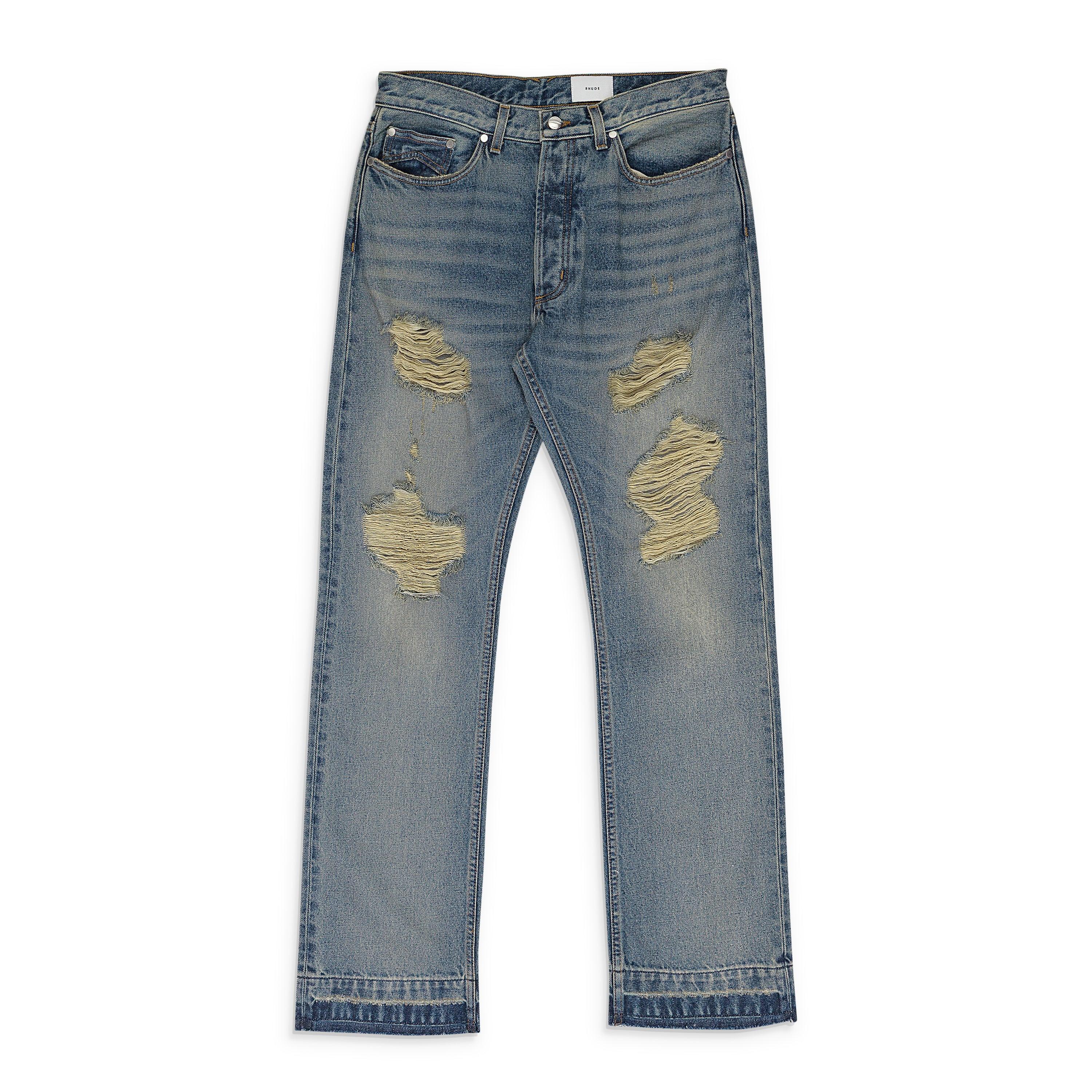 BLUE BEACH BUM DENIM STRAIGHT-FIT JEANS by RHUDE