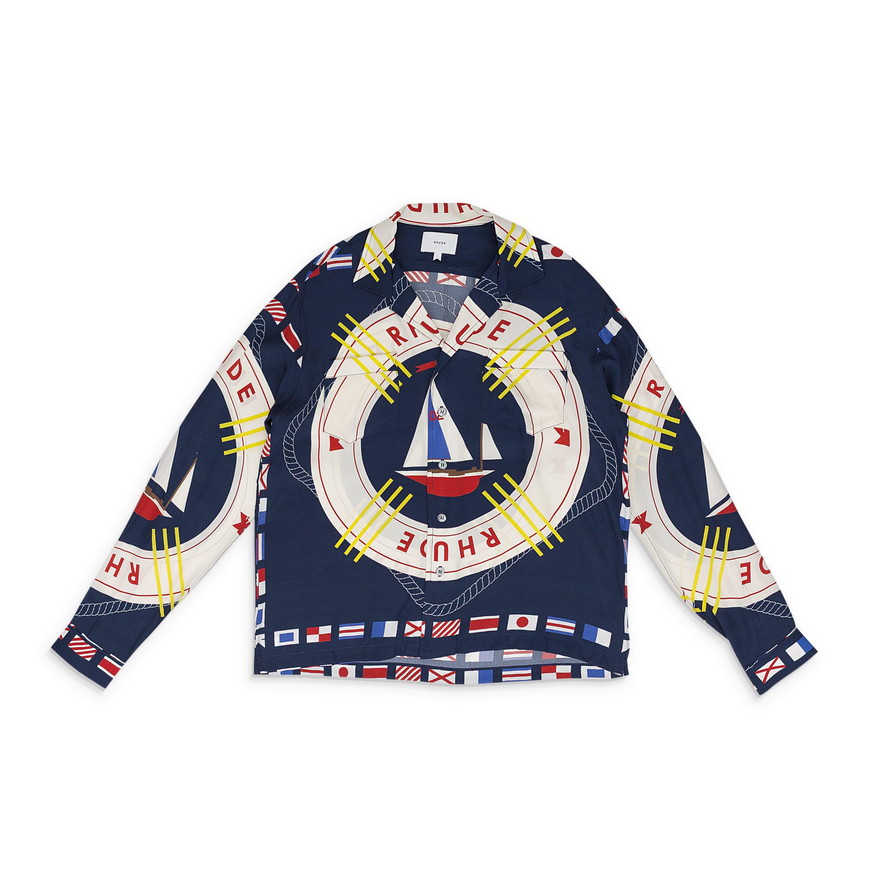 BLUE FLAG SAIL LS SILK BUTTON-DOWN SHIRT by RHUDE