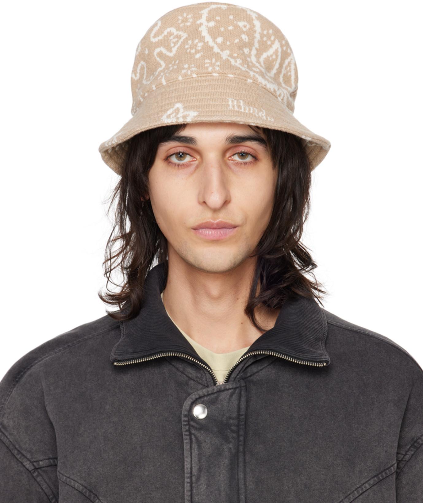 Beige Knit Bucket Hat by RHUDE