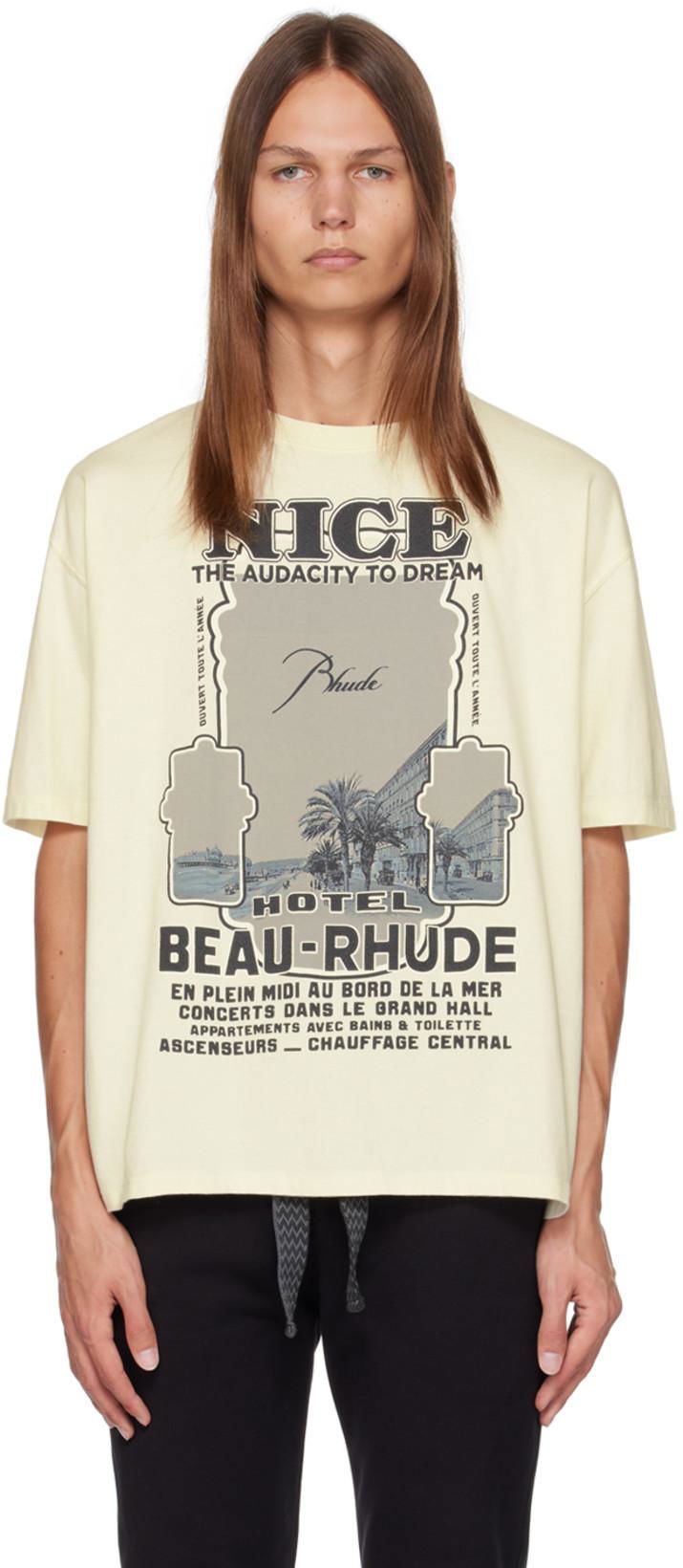 Beige Printed T-Shirt by RHUDE