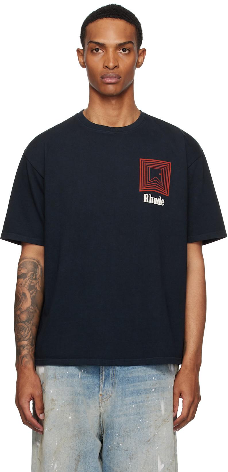 Black Chevron Logo Repeat T-shirt by RHUDE