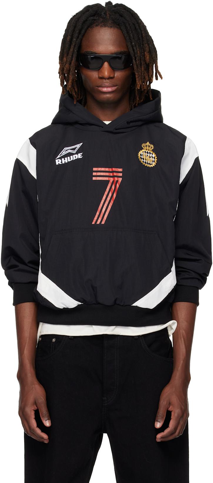 Black Lago Soccer Hoodie by RHUDE