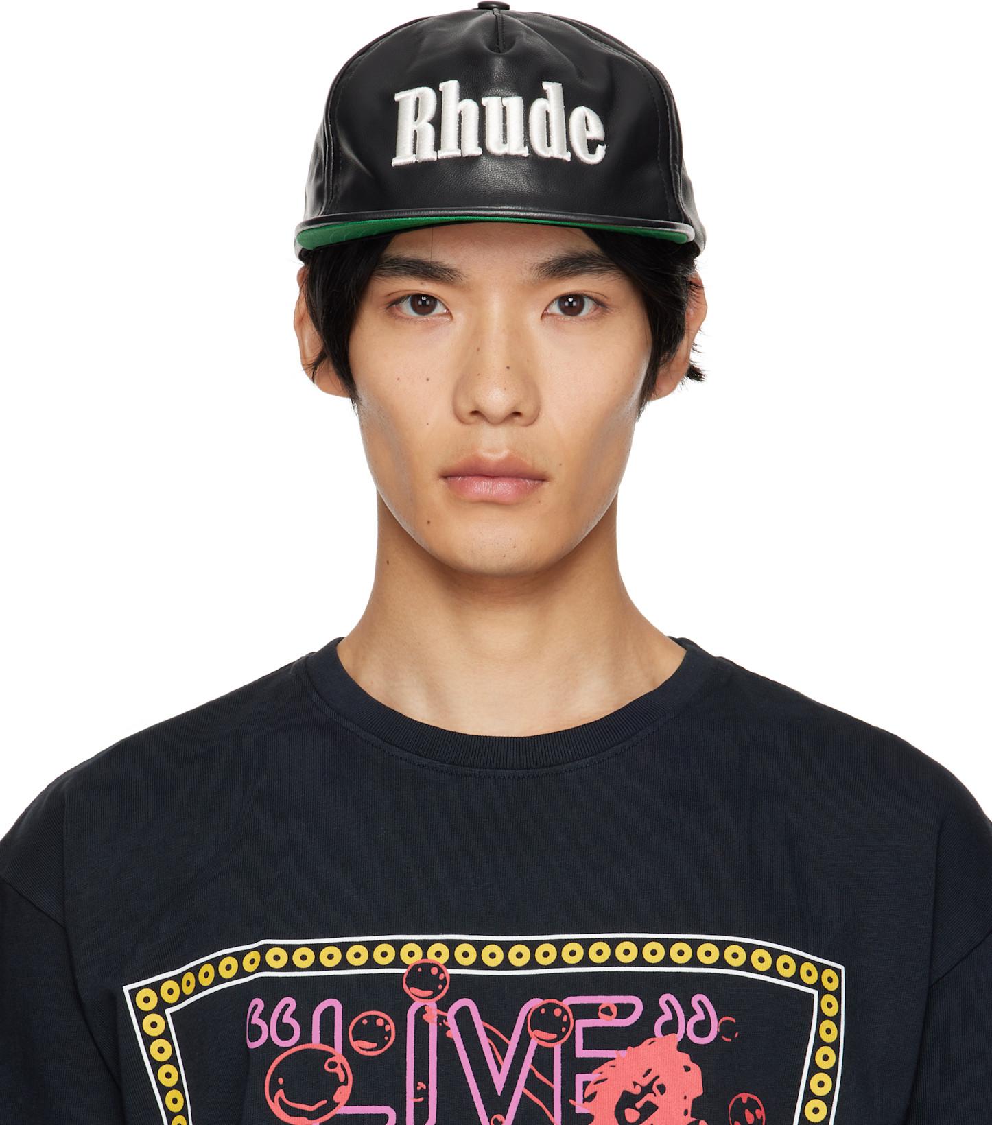 Black Logo Leather Cap by RHUDE