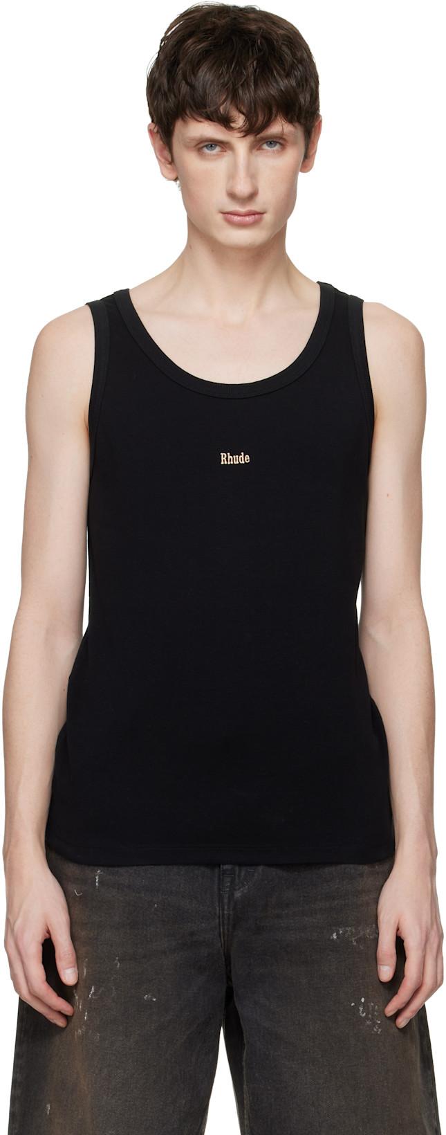 Black Logo Ribbed Tank Top by RHUDE
