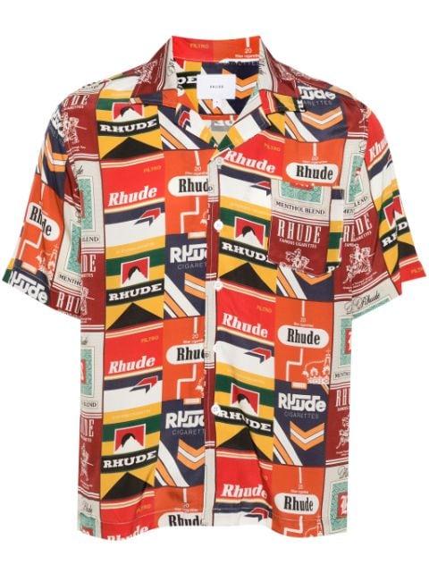 Cigarette-print silk shirt by RHUDE