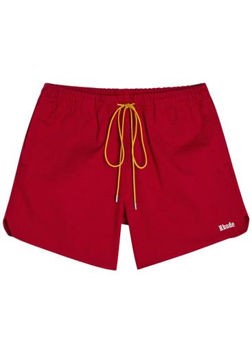 Classic Logo-embroidered cotton shorts by RHUDE