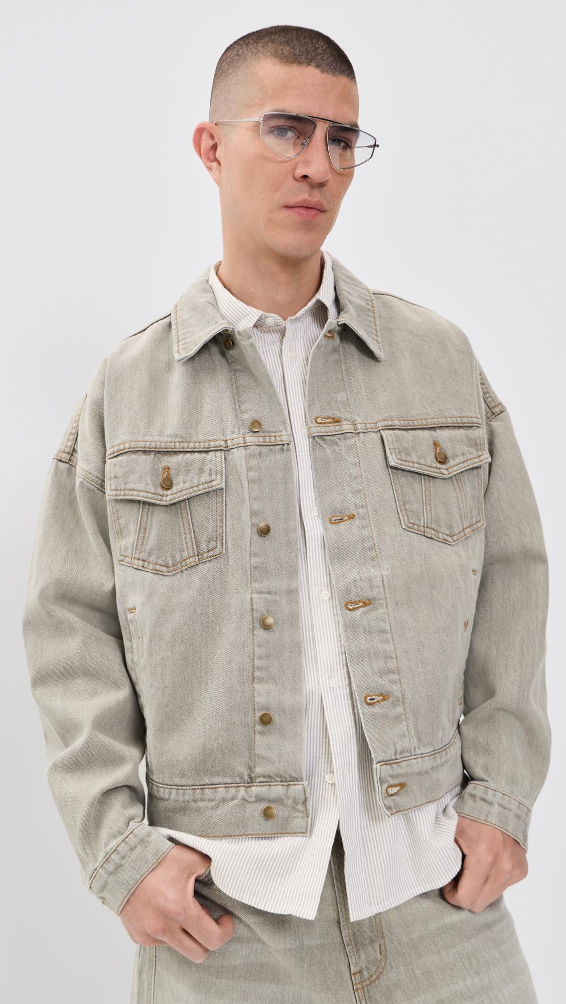 Drop Neck Denim Trucker Jacket by RHUDE