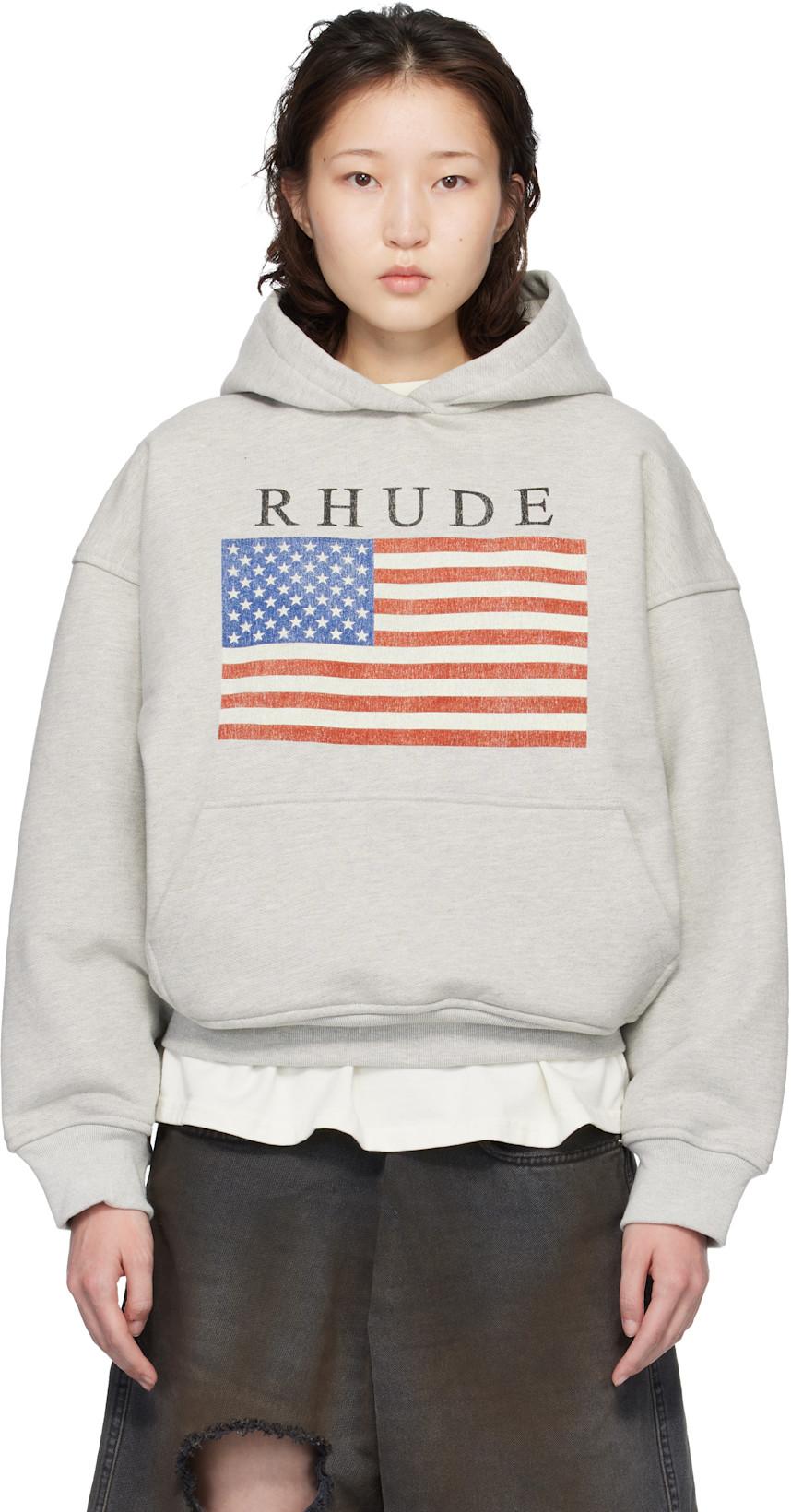 Gray USA Flag Hoodie by RHUDE