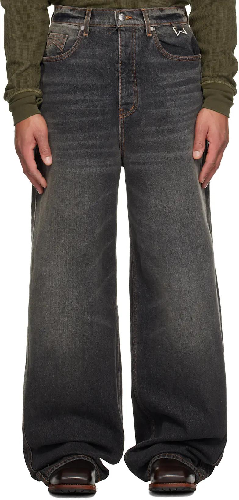 Gray Wide Leg Traxedo Jeans by RHUDE