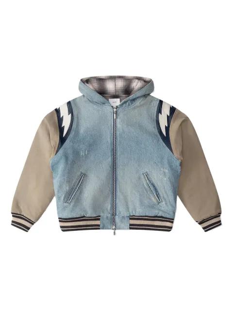 Lightning denim hoodied bomber jacket by RHUDE