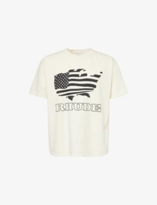 Logo-Print Banner Cotton T-shirt by RHUDE