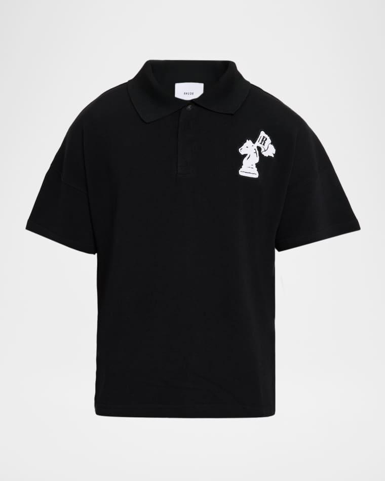Men's Pique Logo Patch Boxy-Fit Polo Shirt by RHUDE