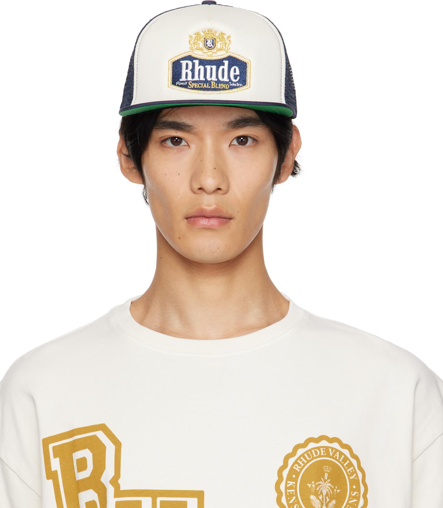 Navy Embroidered 'Special Blend' Trucker Cap by RHUDE