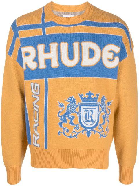 Palm jacquard crew neck jumper by RHUDE