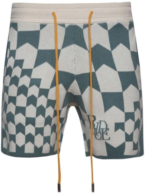 Racing monogram-knit shorts by RHUDE