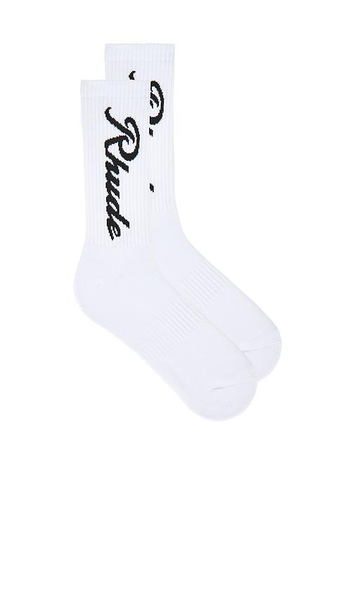 Rhude Destinado Script Socks in White by RHUDE
