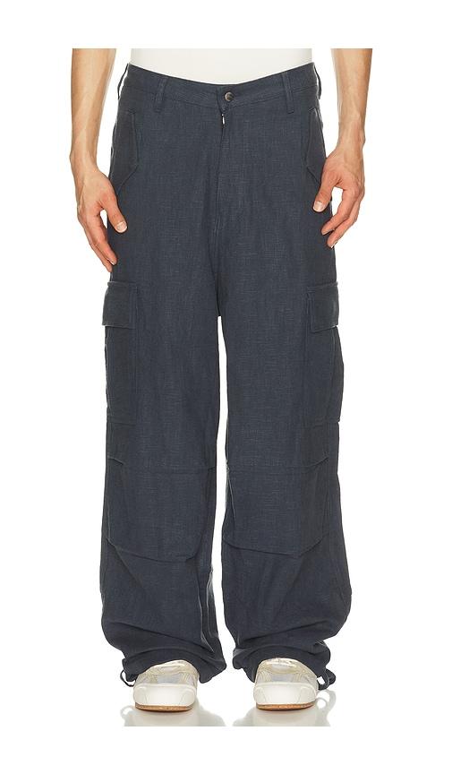 Rhude Linen Parachute Pant in Navy by RHUDE