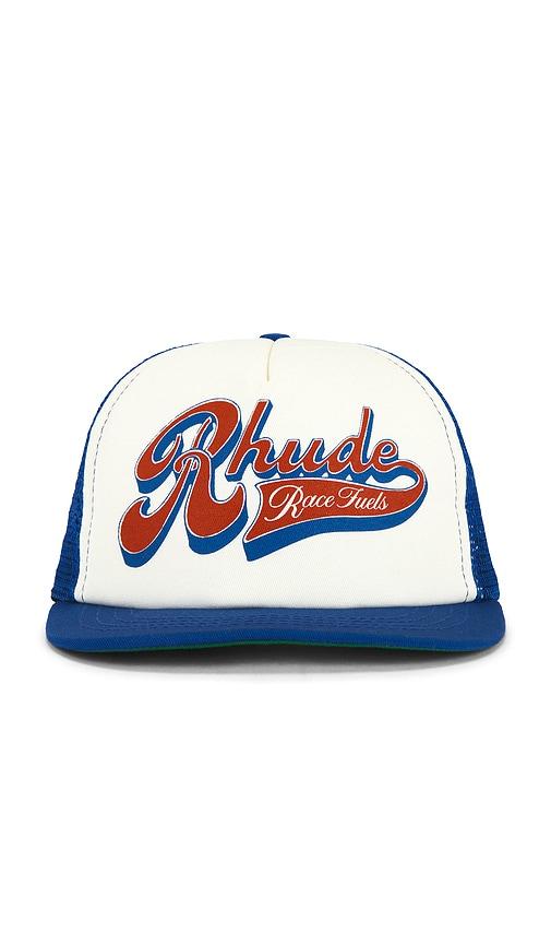 Rhude Pit Stop Trucker Hat in White by RHUDE