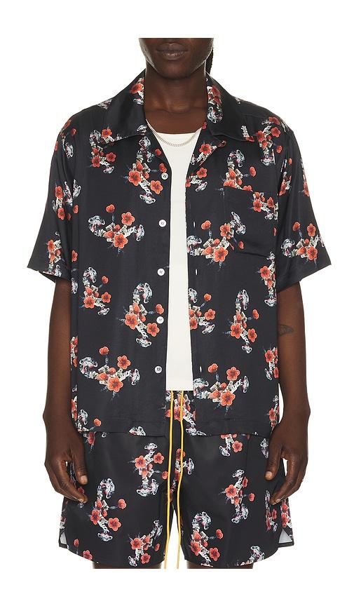 Rhude Turbo Floral Button-Up Shirt in Black by RHUDE