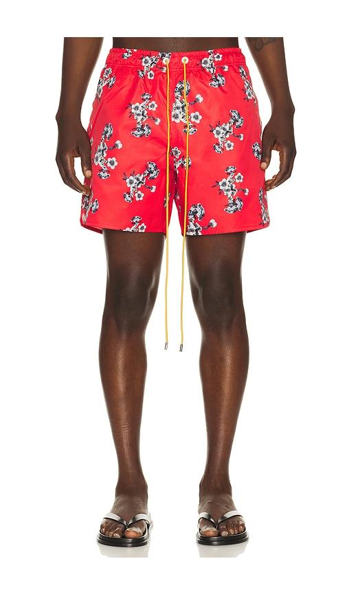 Rhude Turbo Floral Swim Short in Red by RHUDE