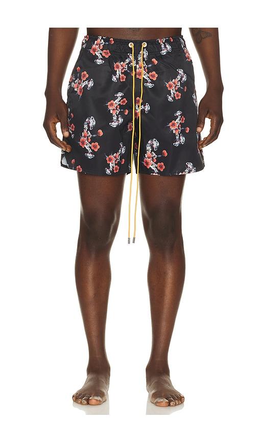 Rhude Turbo Floral Swim Shorts in Black by RHUDE