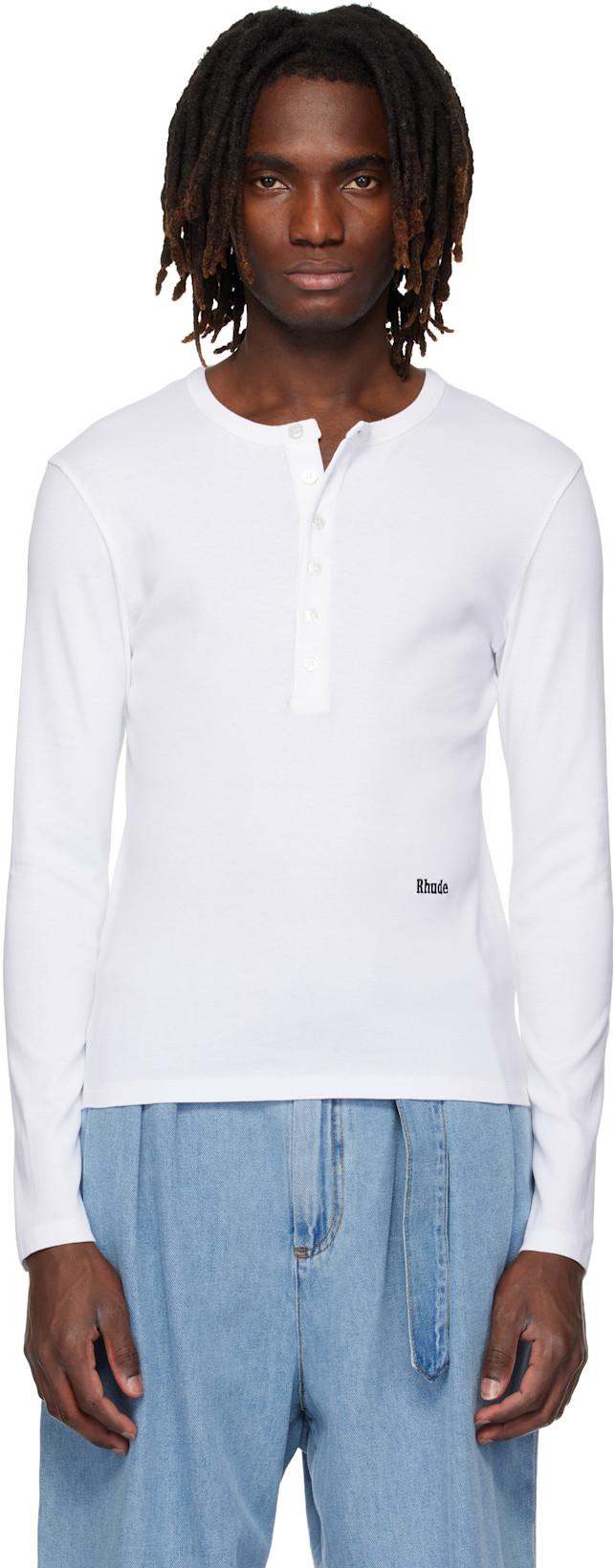 White Logo LS Henley by RHUDE