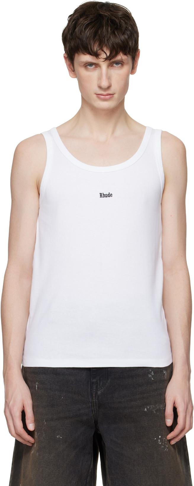 White Logo Ribbed Tank Top by RHUDE