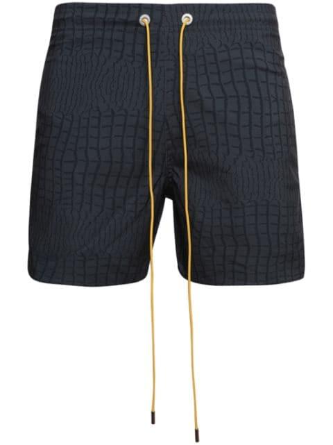 animal-print drawstring-waist swim shorts by RHUDE