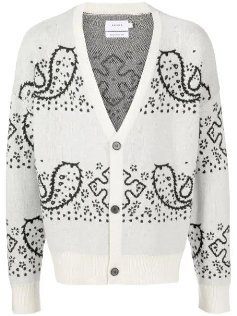 bandana stripe-knit cardigan by RHUDE