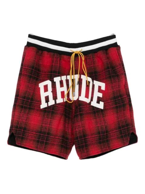 collegiate logo plaid shorts by RHUDE