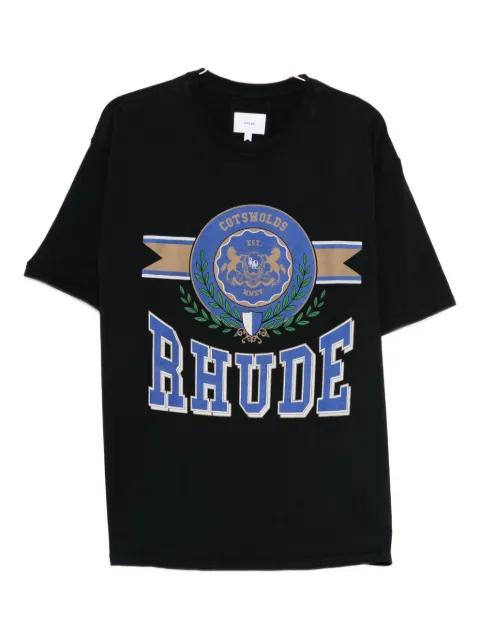 crest-print cotton T-shirt by RHUDE