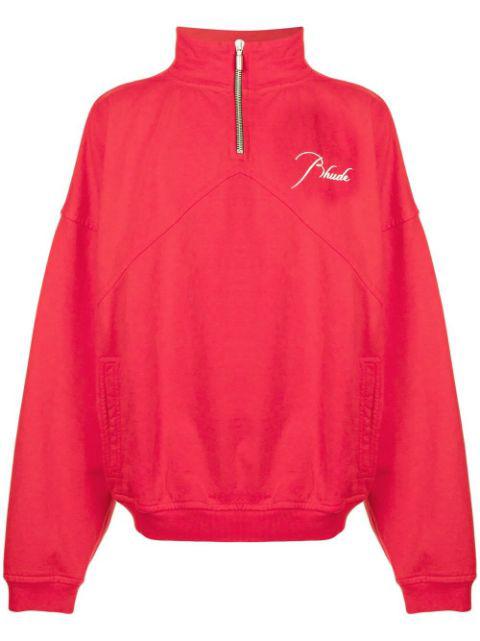 embroidered half-zip sweatshirt by RHUDE