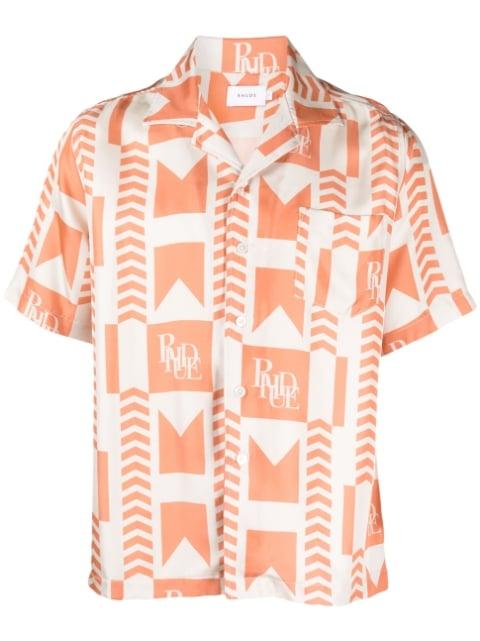 geometric-print linen shirt by RHUDE