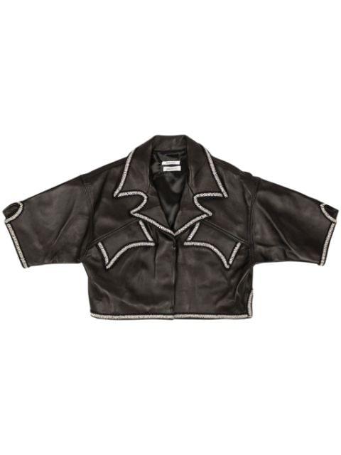 lace-trim leather shirt by RHUDE