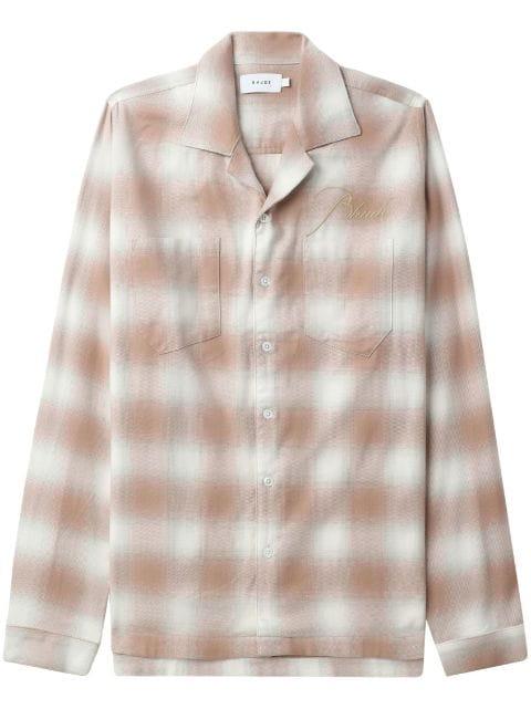 logo-embroidered check-print shirt by RHUDE