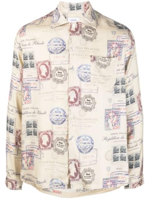 passport stamp print shirt by RHUDE
