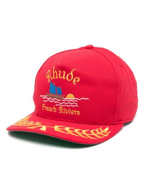 slogan-embroidered cotton cap by RHUDE