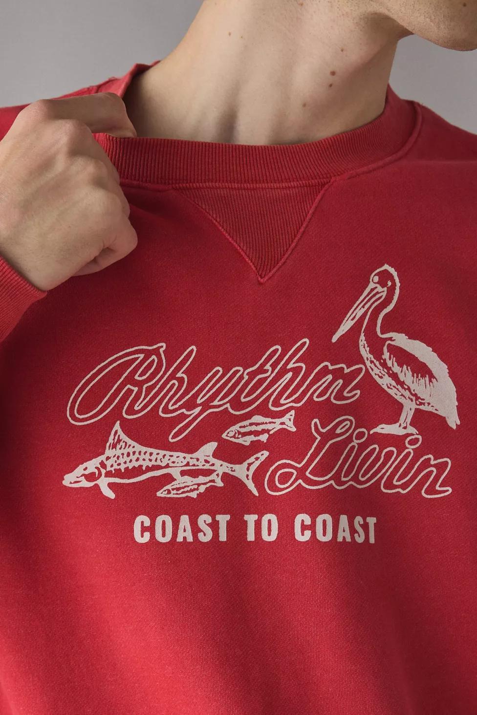 Rhythm Coast To Coast Graphic Overdyed Crew Neck Sweatshirt by RHYTHM
