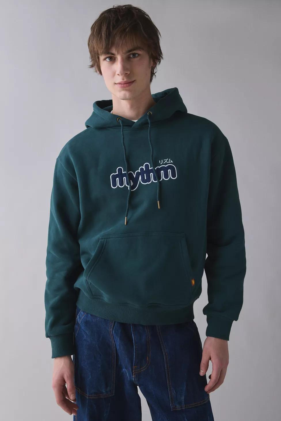 Rhythm Logo Applique Fleece Hoodie Sweatshirt by RHYTHM
