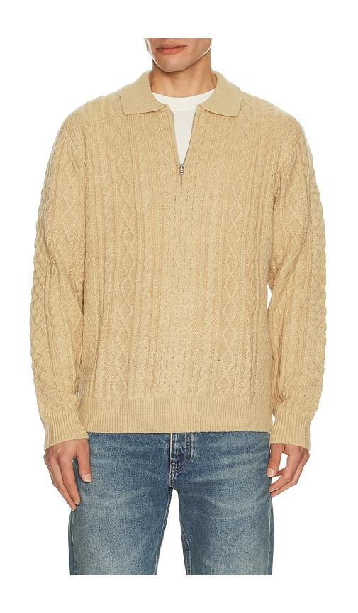 Rhythm Mohair Quarter Zip Fisherman Sweater in Brown by RHYTHM