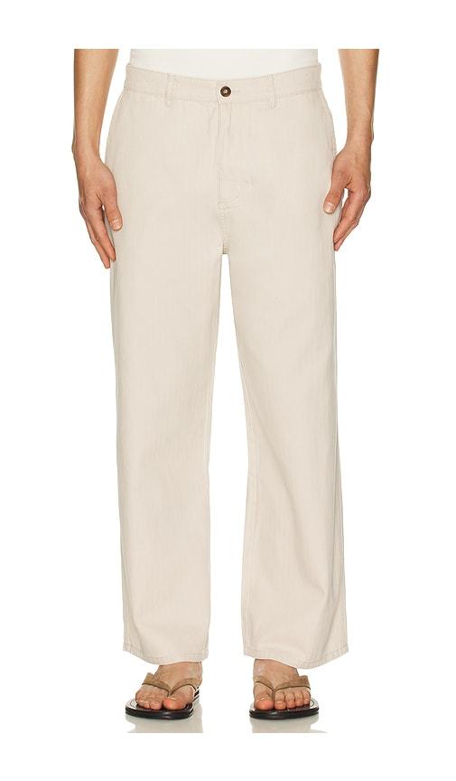 Rhythm Relaxed Herringbone Pant in Cream by RHYTHM