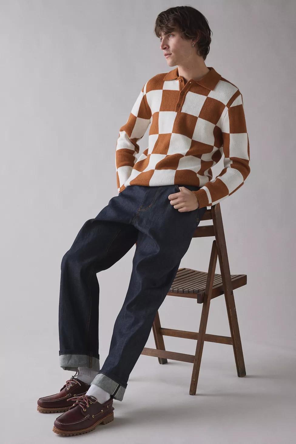 Rhythm Rhumba Check Polo Collar Sweater by RHYTHM