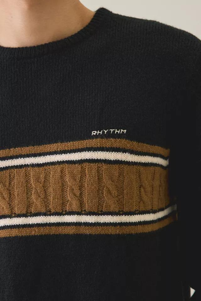 Rhythm Stripe Fisherman Knit Crew Neck Sweater by RHYTHM