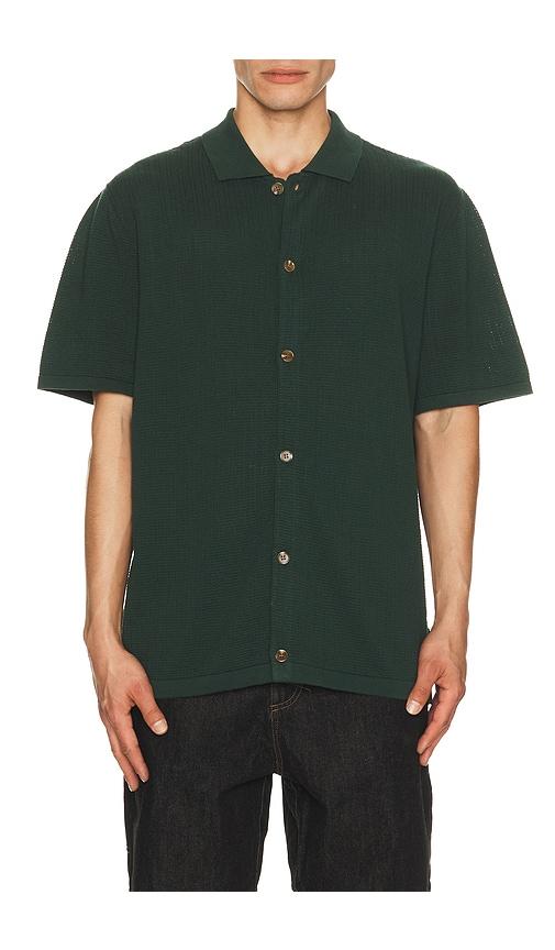 Rhythm Textured Knit Shirt in Dark Green by RHYTHM