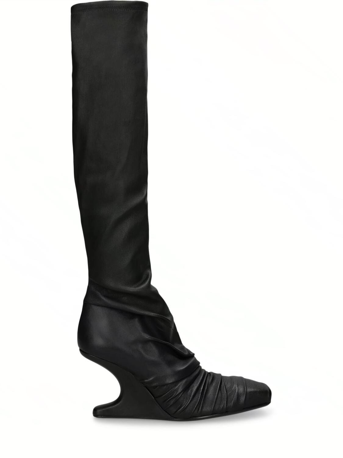80mm Cantilever Leather Tall Boots by RICK OWENS