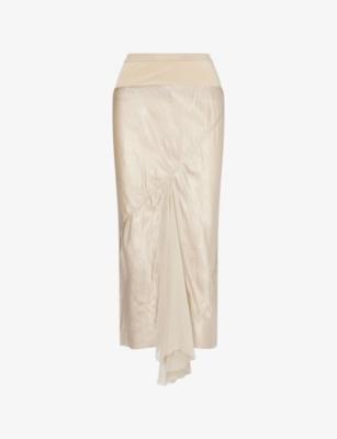 A-Line Bias Satin Midi Skirt by RICK OWENS