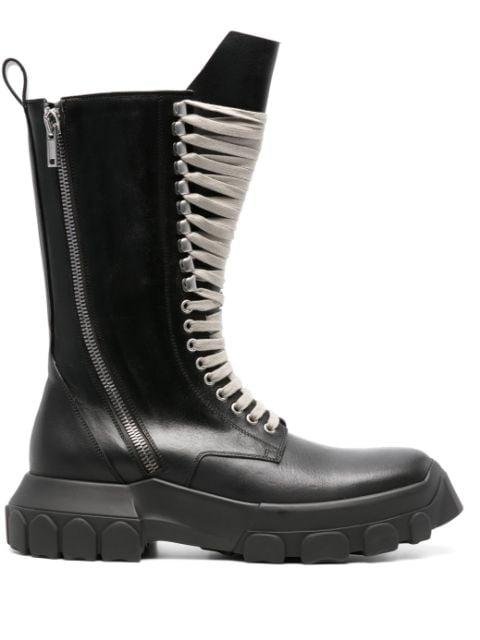 Army Tractor leather boots by RICK OWENS