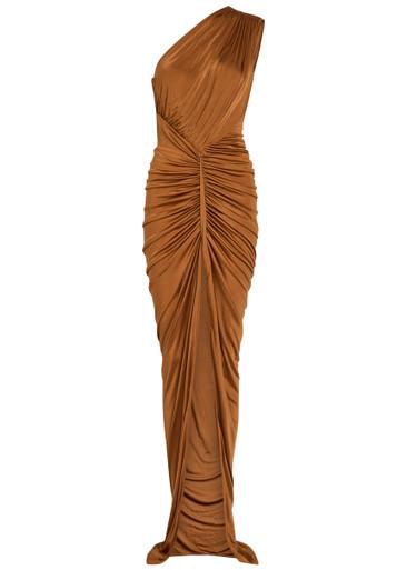 Avra gathered one-shoulder jersey gown by RICK OWENS