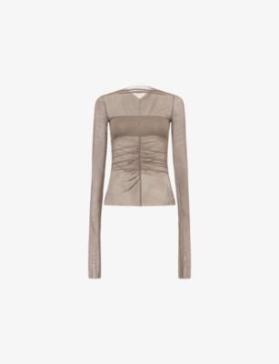 Bandeau-Insert Long-Sleeve Mesh Top by RICK OWENS