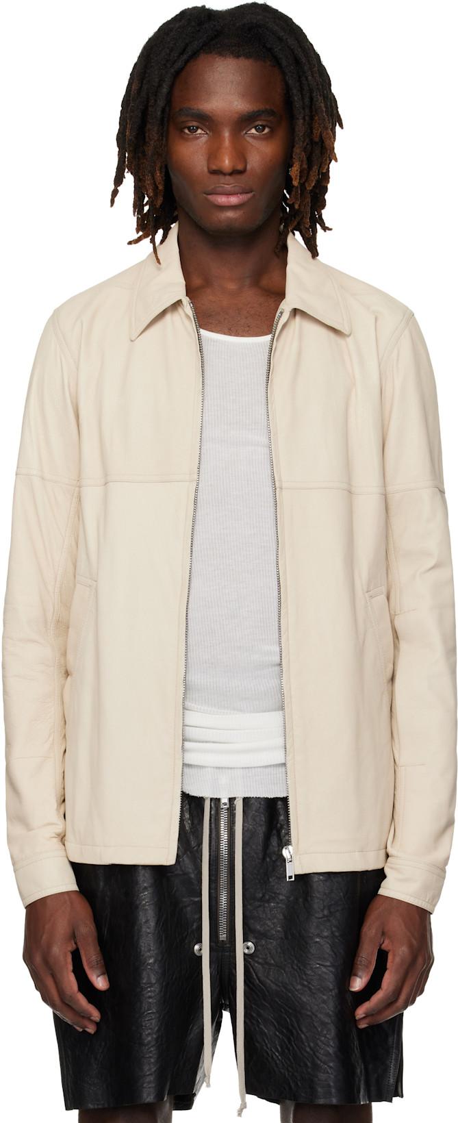 Beige Temple Brad Leather Jacket by RICK OWENS